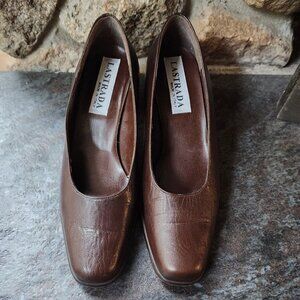 Lastrada Brown Leather Low Heels Size 38
